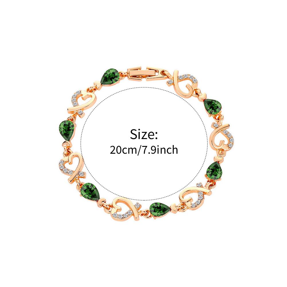 Heart Shaped Crystal Bracelet Female Blue Red Zircon Rhinestone Bracelet Women Jewelry Accessories