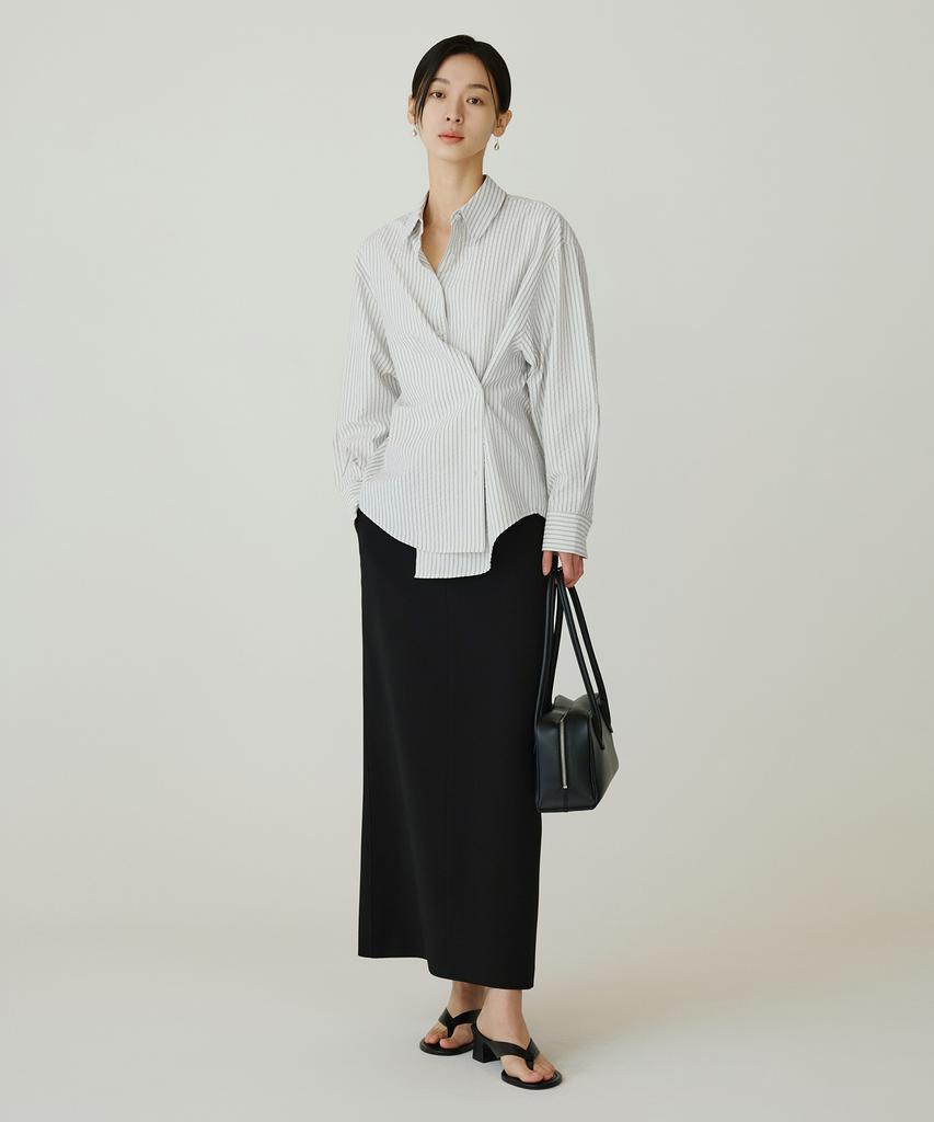 Siyajyu Sitp5256 Noble Unbalanced Wrap St Shirt_Ivory