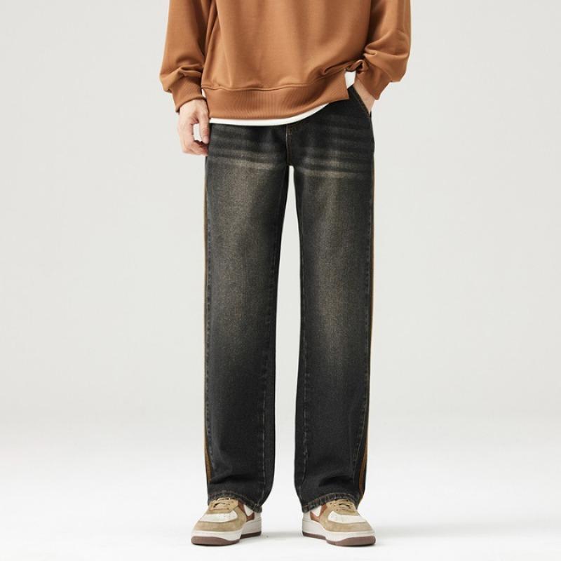 

Весна и осень Мужские новые американские ретро-состаренные свободные прямые повседневные брюки 3XL чёрный