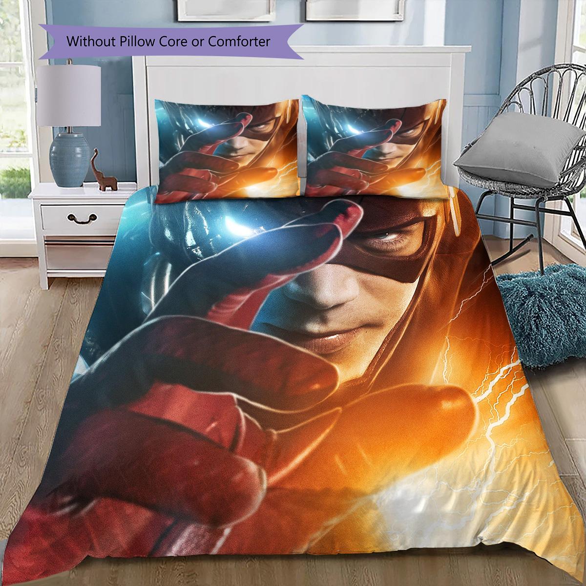 

The Live Action Flash Bedding Set, 1 Duvet Cover & 2 Pillowcases, Home Decor, Perfect Gift for Flash Fans 135x200cm