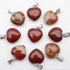 16MM Heart-Shaped Natural Stone Pendant: Amethyst Rose Quartz Green Aventurine Tiger Eye