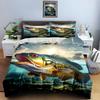 Largemouth Bass Illustration Bedding Duvet Cover Sets Duvet Covers Pillowcases Gifts (1 * Duvet Cover 2 * Pillowcases, Without Duvet Insert)