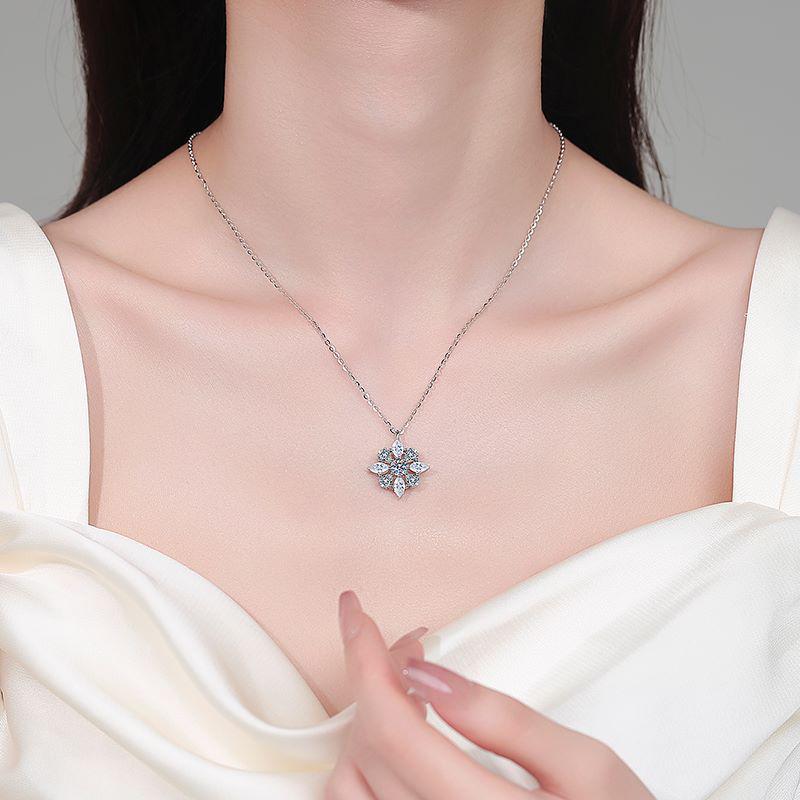 Yin Baichuan S925 Sterling Silver Moissanite Marquise Pear Necklace: Elegant, Luxurious, and Exquisite for Women