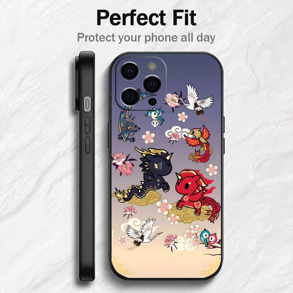 Japanese Pop T-Tokidoki-i Culture Phone Case For iPhone17,16,15,14,13,12 Plus,Max Soft Silicone Black Cover