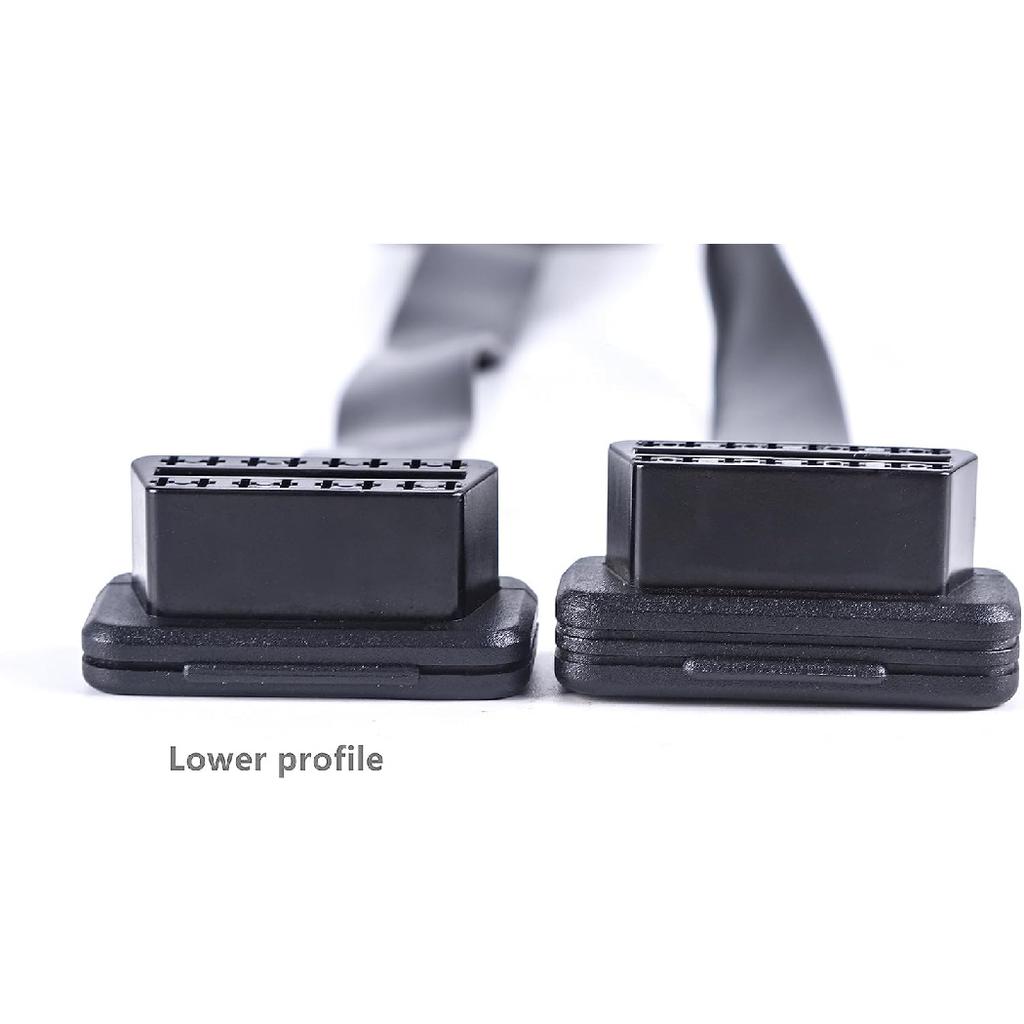 Low Profile OBD 2 OBD Ii Male To Female Ribbon Extension Diagnostic Cable 16P Connected Fully For Scan Tool Code Reader 1Ft/30Cm