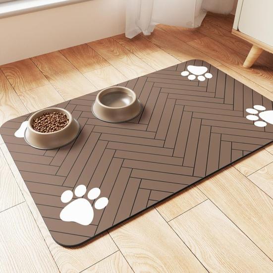 Dog Food Mat Pet Feeding Area Rug Absorbent Pet Placemat Quick Dry Water Dispenser Mat with Non-Slip Waterproof Rubber Backing for Food And Water Bowl