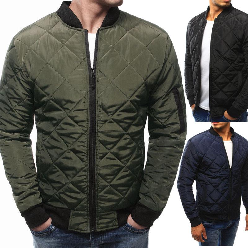 Buy Casual Fashion Men's Pilot Large Plaid Cotton Padded Jacket Solid