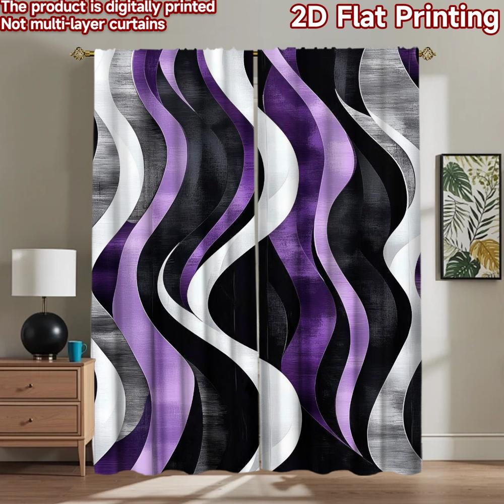 1pc 2D flat Photography Backdrop Popular Tapestry Curved Purple and Black Lines 100% Polyester Party & Holiday Decor Use for 100×220