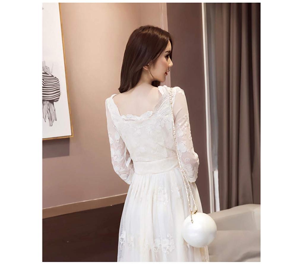 Village Embroidered Long Party White Flared Long White Long White Long Lace Wedding Size 323 H&T Women's Dress, White, Dress, Dress, Dress, Dress,