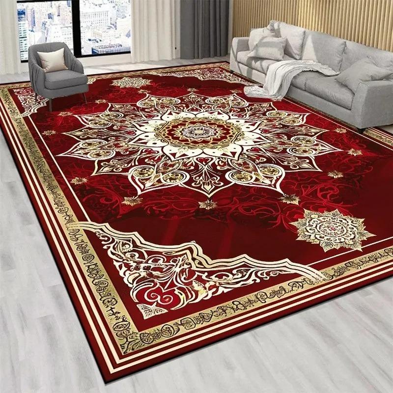 Luxury Retro Persian Red Carpet Living Room Large Size Non-slip Coffee Tables Entrance Mat Home Decoration Bedroom Lounge Rug