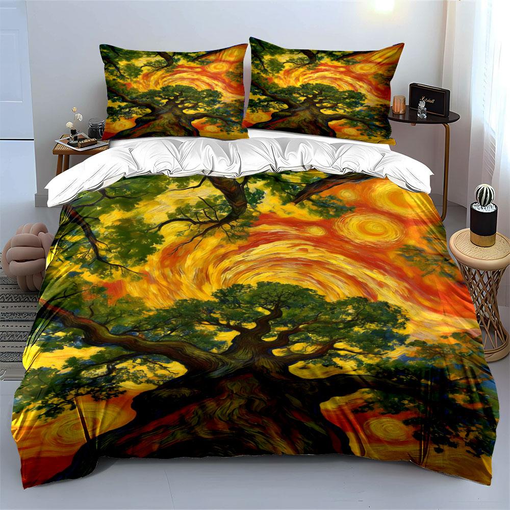 Swirling sun, vivid tree. Bedding sets Duvet cover sets Duvet covers Pillowcases(1* Duvet Cover 2* Pillowcases without duvet insert)