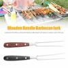 Wooden Handle Fish Picnic Roasting Grilling BBQ Tool Meat Fork Kitchen Accessories Barbecue Fork