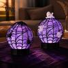 Spider Web Decor Lamp Halloween Ghost Glitter Ball Lamp, Glowing Spiderweb Faux Crystal Sphere Light, Purple Glow Night for Holiday Party Table