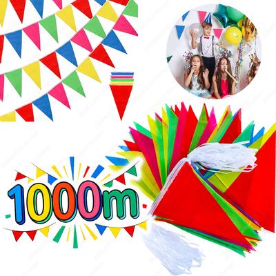 50-1000mm Colorful Pennant Banner Flags Multicolor Rainbow Triangle Flags String for Festival Outdoor Birthday Party Decor