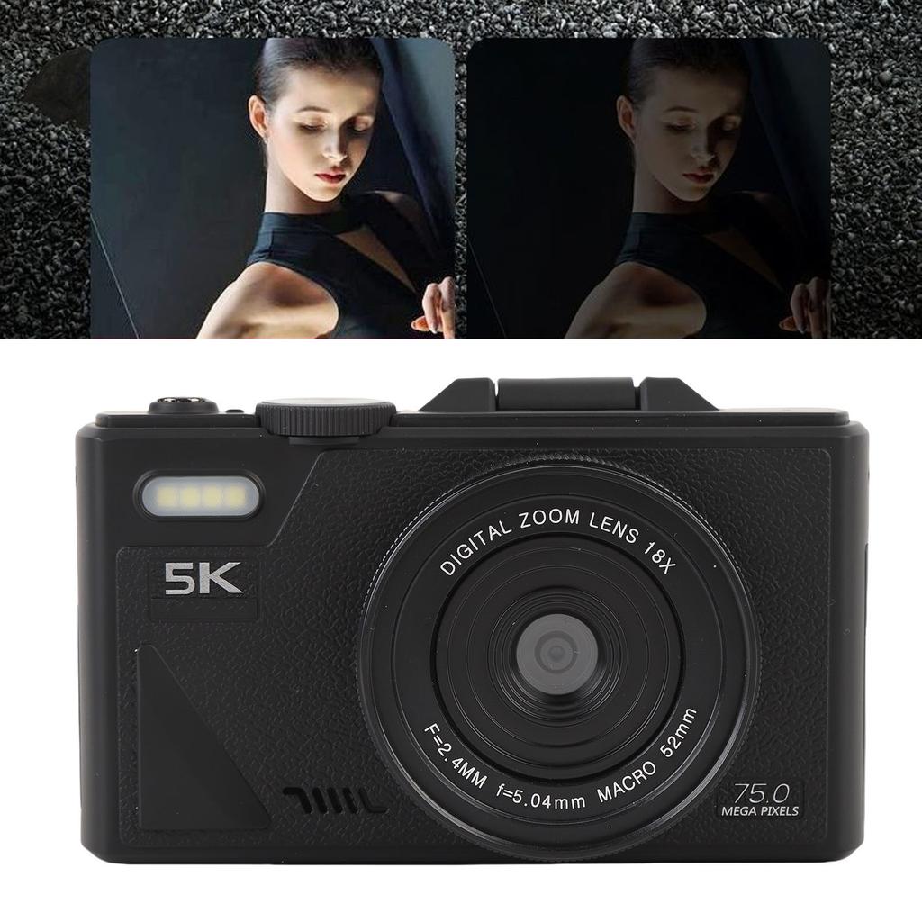 Digital Camera 5K 75MP HD 18X Zooming Autofocus 180 Degree   Screen Anti Shake Retro Digital Camera for Selfie Travel