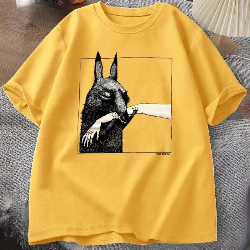 

Funny Creature Bite Hand T Shirt Animal Lover Tshirt Crewneck Cotton Short Sleeve Tshirt Unisex Clothes Streetwear Loose Tees Tops 4XL