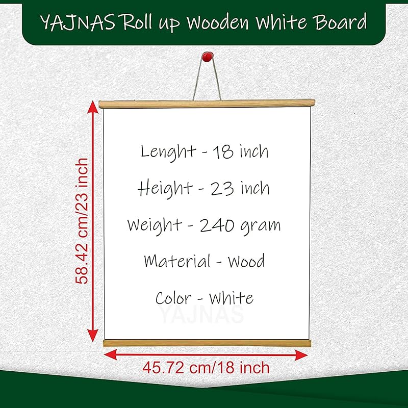 

Yajnas 1.5X2 Feet White Roll Up Board/Marker Board For Child And Teaching With Wall Hanging For Kids (18 Inches X 23 Inc 1.52 белый