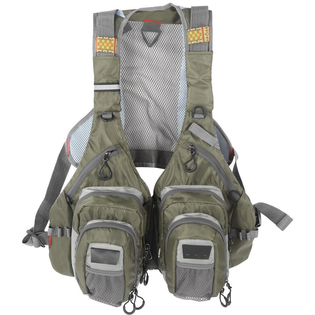 Verstellbare Angelweste Outdoor Atmungsaktive Netz-Weste Jacken mit Reißverschlusstaschen