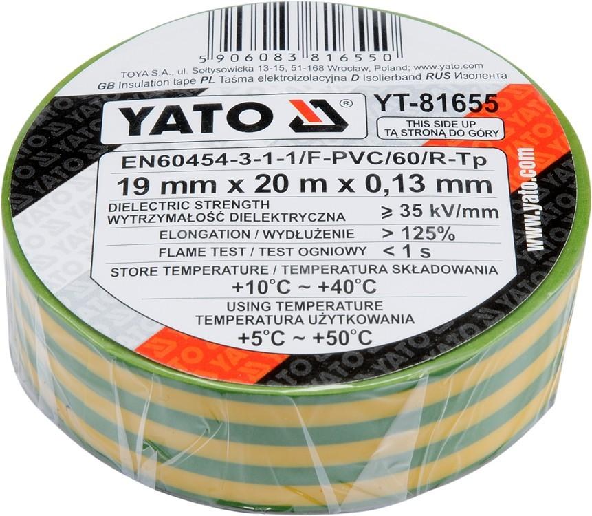 Electrical insulating tape 19mmx20mx0.13mm, yellow-green YT-81655 YATO