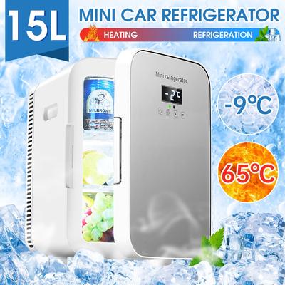 DC12-24V/AC220V Dom/samochód Auto Lodówka Dwurdzeniowy Zamrażanie Ogrzewanie Żywność Przechowywanie owoców Lodówka Cooler 55W do podróży w domu Camping 15L