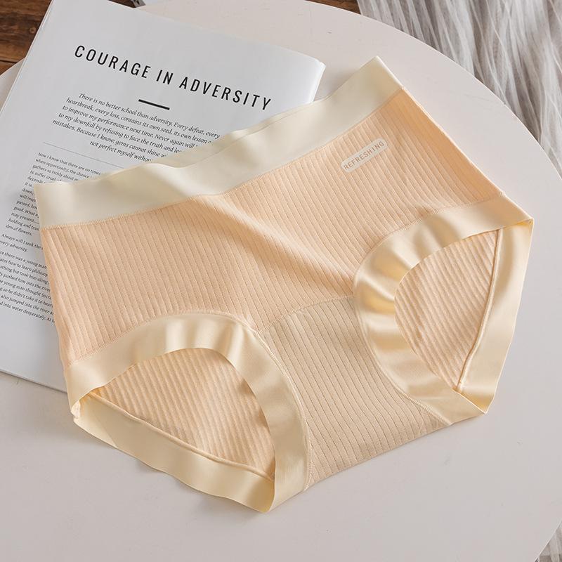 

Женские весенне-осенние кружевные трусики 10A с антибактериальной ластовицей из хлопка, бесшовные, с удлиненной ластовицей XL телесный