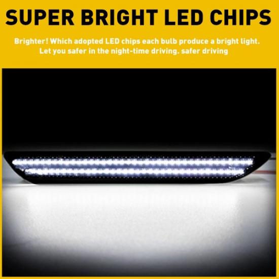 2X Rear Side Marker LED Light Mustang Ford 2015-22 Widebody Lens White IP67