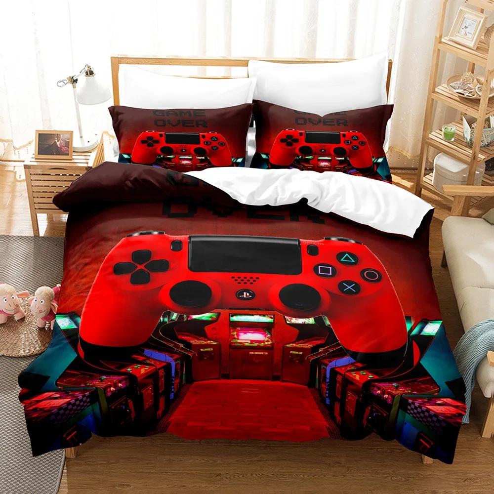 Lightning Web Gaming Duvet Cover Set For Boy 3D Print Video Games Double Duvet With Pillowcases Play Gamer Comforter Sets Cover