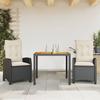 Vidaxl 3-Cz. Garden Furniture Set With Cushions, Black, PE Rattan