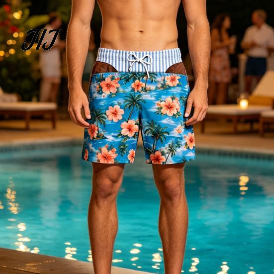Regalo Scherzo Festivo per Uomini Pantaloncini a Fondo Hairy Grande, a Strisce da Spiaggia con Bandiera USA, Mutande Scherzose per Addio al Celibato, Costumi da Bagno Divertenti Estivi