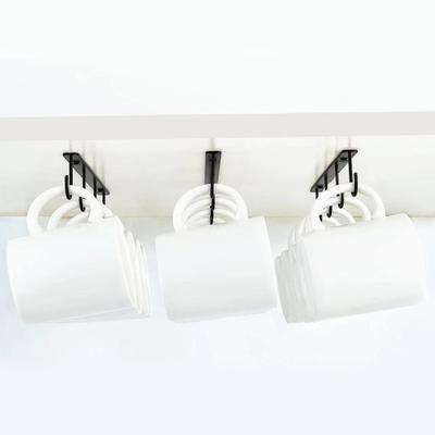 1/3Pcs Under Cabinet Water Cup Holder with Multi Hooks Under Shelf Easy Installation Coffee Cup Holder Mugs Utensils