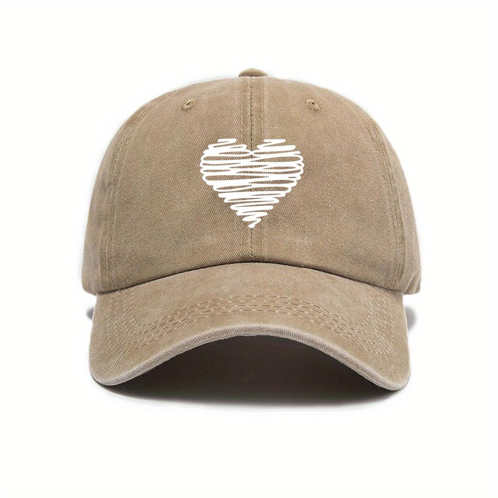 Retro Baseballkappe für Männer und Frauen, weißer Herzaufdruck, lässiger urbaner Stil, Must-Have für Frühling und Sommer