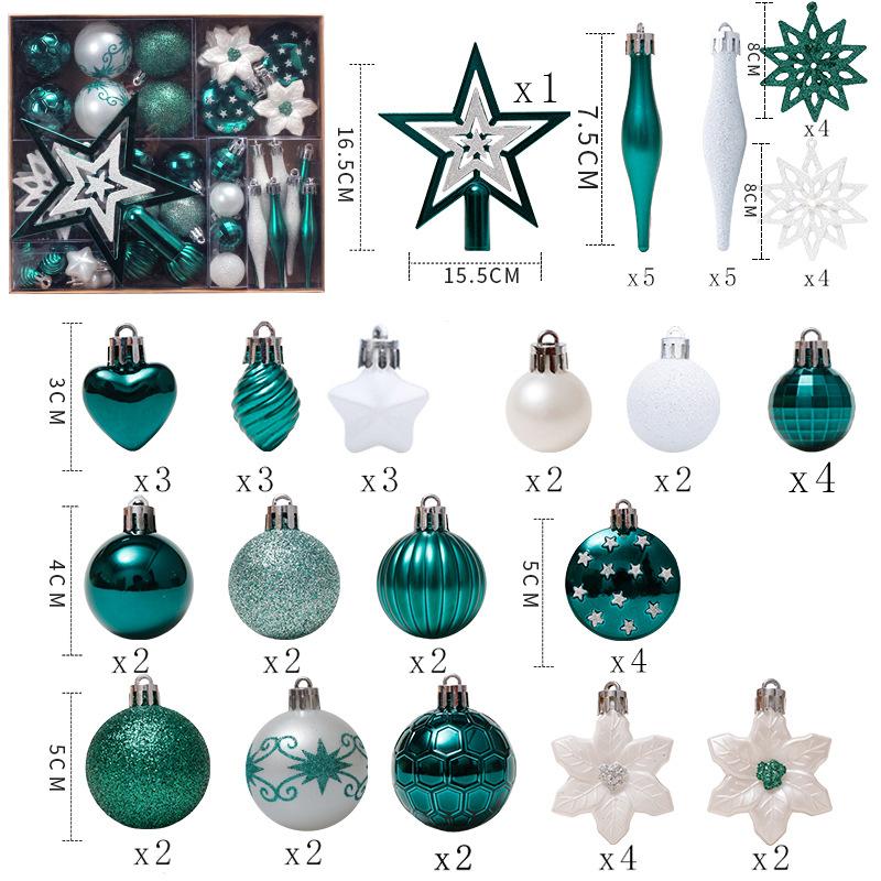 

58 PCS High Quality Xmas Tree Ball Hanging Ornament Snowflake Star Pendant Outdoor Home Decor Party Supplies Christmas Box