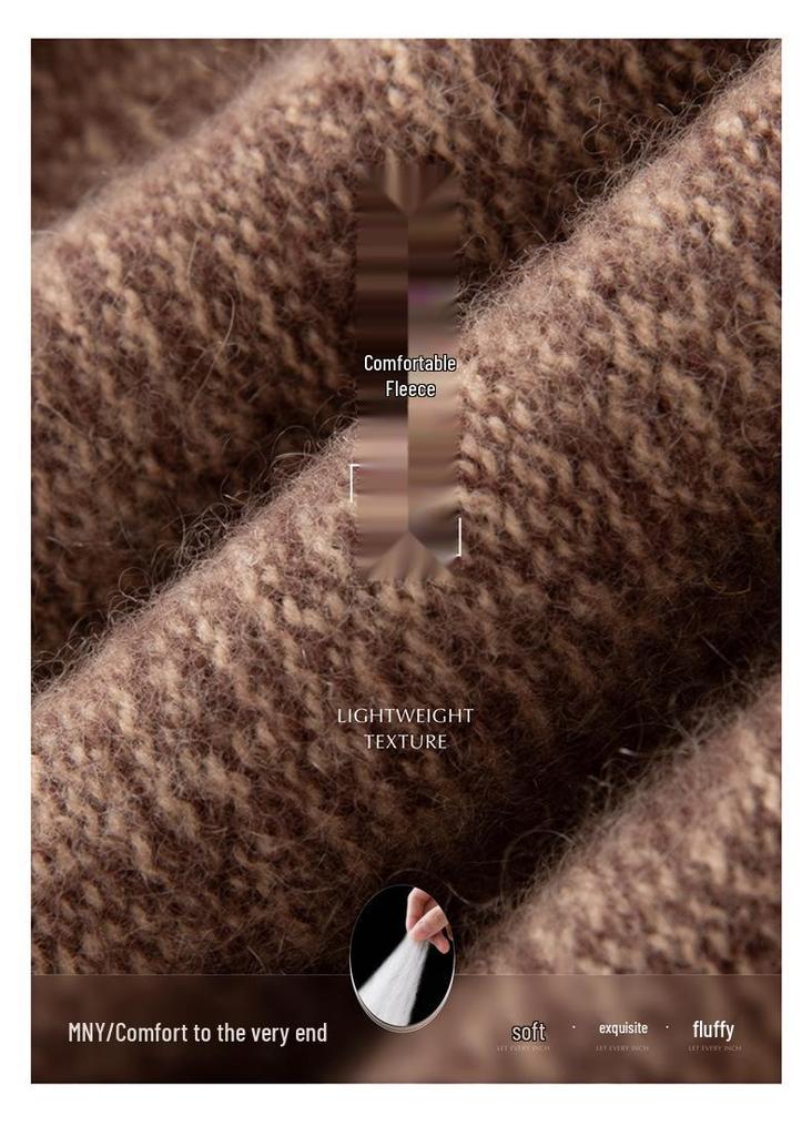 2025 Retro Cashmere Lapel Cardigan: Chunky Knit Short Zipper Sweater for Autumn/Winter
