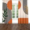 Modern Geometric Curtains Orange Black Abstract Pattern Plant Elements Living Room Bedroom Decor Set Of 2 Made Polyester With Rod Pocket Area