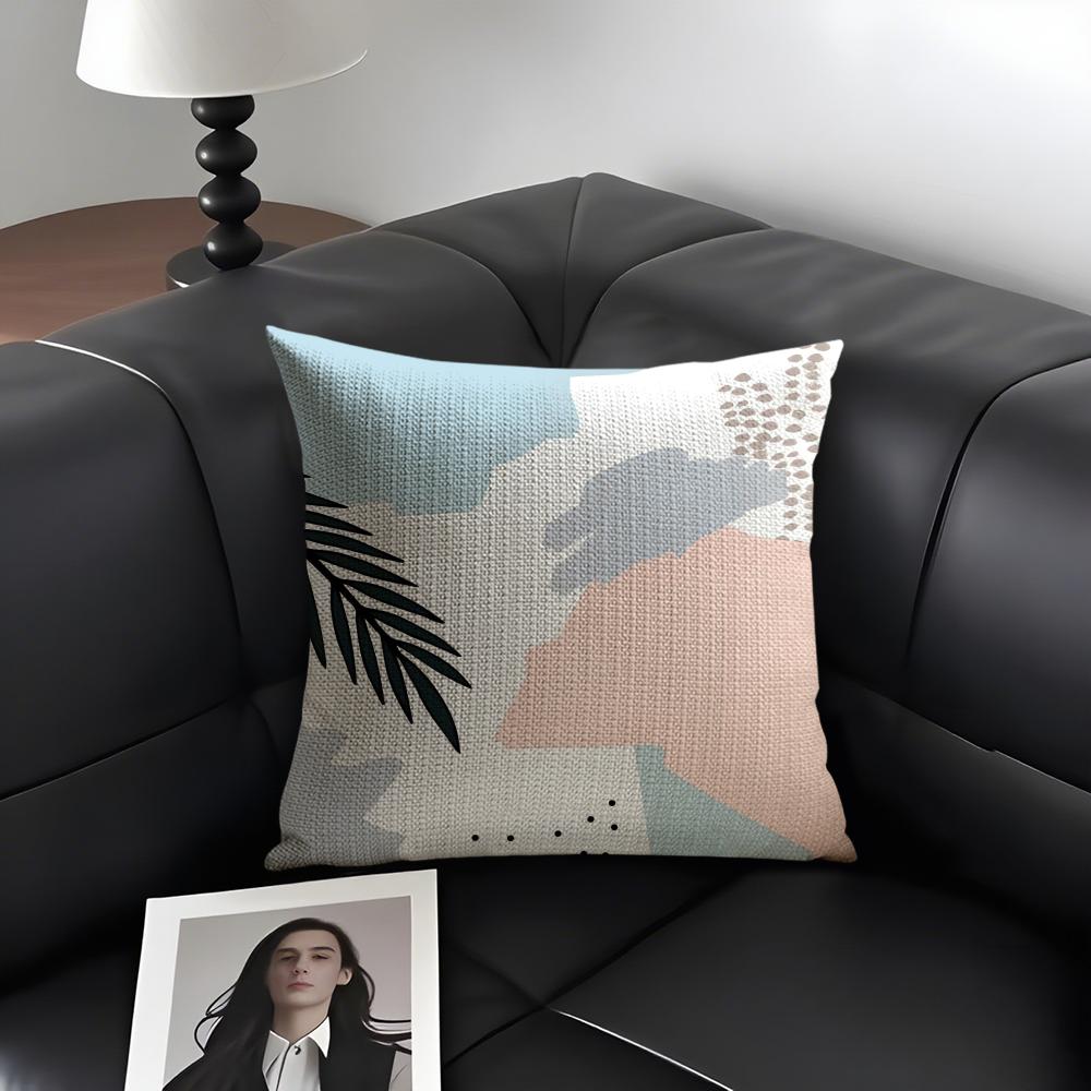Morandi Color Pattern Ins Cushion Cover Natural Linen Organic Fabric Double-Sided Printing Sofa Home Decor Gift Pillow Case