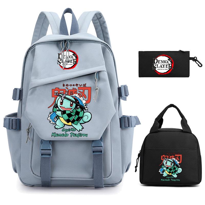 Ghost Extermination Surrounding Animation Schoolbag Trend Primary And Secondary School Students Leisure Backpack College Meal Bag Pencil Bag Set
