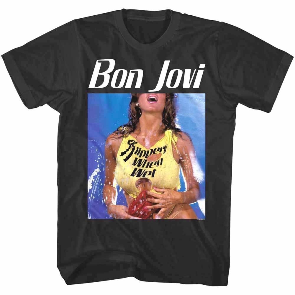 Bon Jovi Slippery When Wet Girl Men's T Shirt Rock Band Album Concert Tour Merch