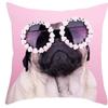 Cute Pug Puppy Dog With Fashion Accessories Pattern Cushion Cover For Sofa Bedroom Car Pillow Cover