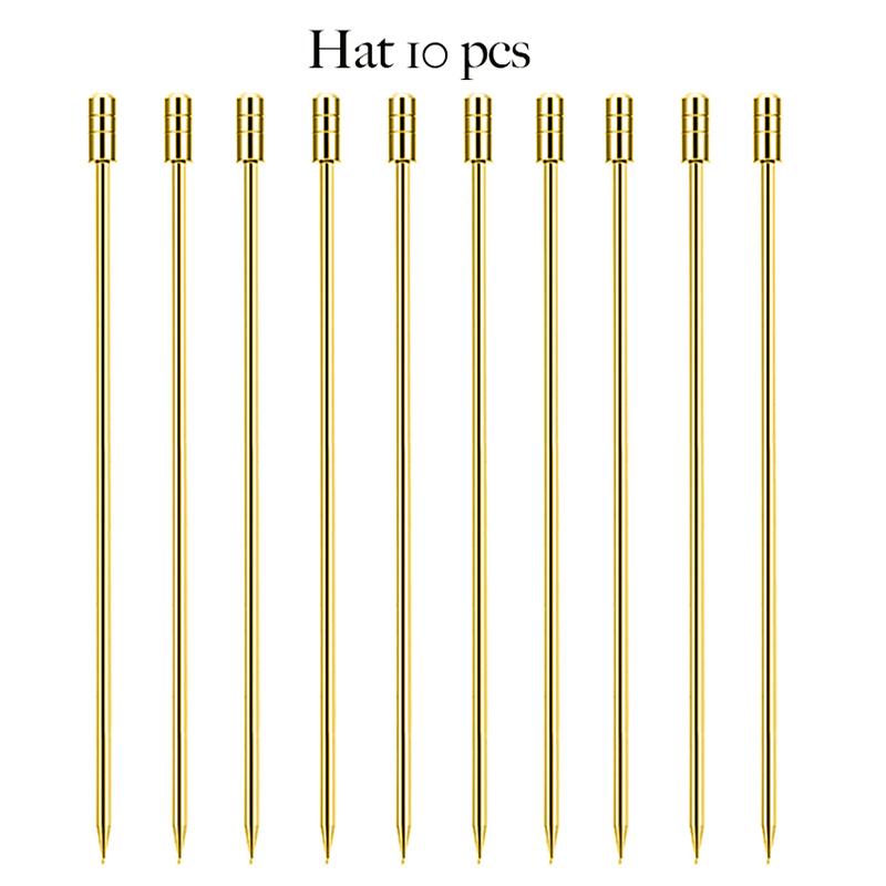 10 UNIDADES Palito de Cocktail Palito de Cocktail Aço Inoxidável Palitos de Frutas Palitos Mexedores de Bebidas Palitos de Martini - Formato Círculo/Bola/Chapéu