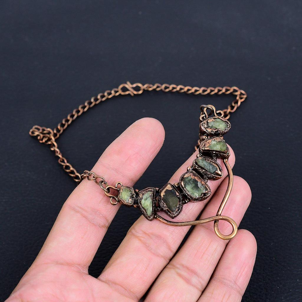 Peridot Necklace, Gemstone Copper Electroformed Jewelry Necklace, Handmade Jewelry, For Anniversary Gift