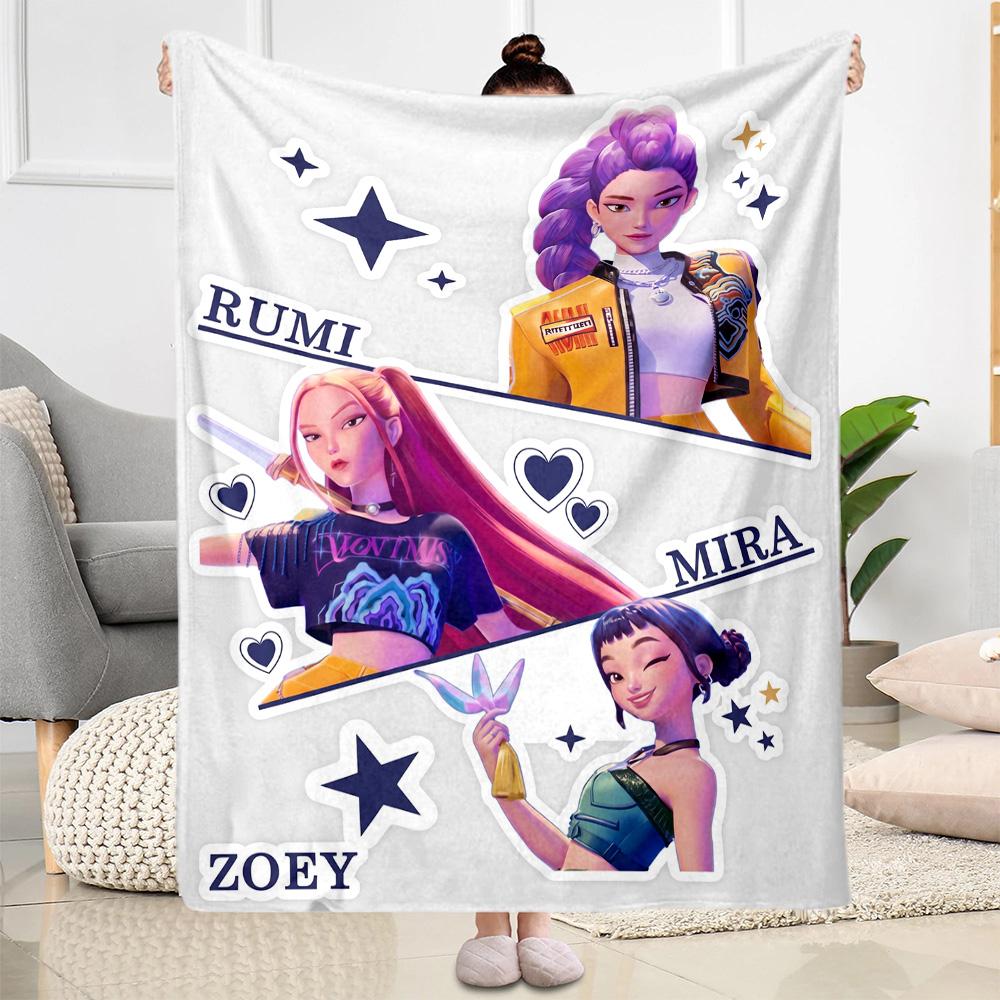 K-pop Demon Squad Blanket Durable Comfort Suitable for Sofa Office Livingroom for All Occasions Modern Style