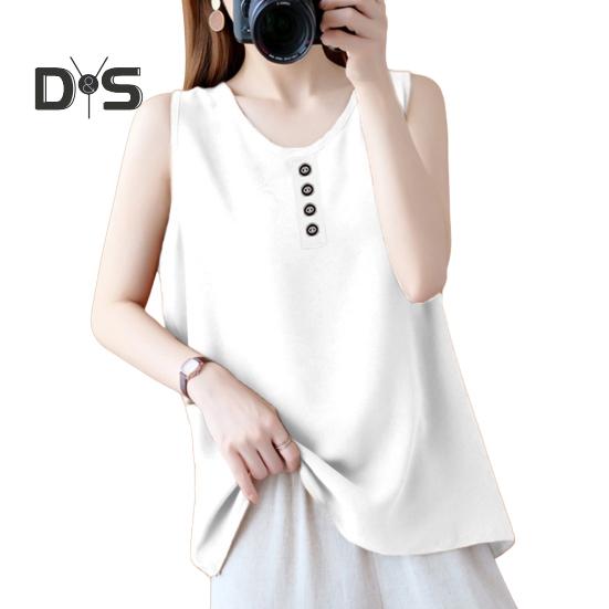 

Женский жилет с круглым вырезом без рукавов, однотонные майки свободного кроя, дышащий повседневный жилет для праздников, вечеринок, повседневная одежда L белый