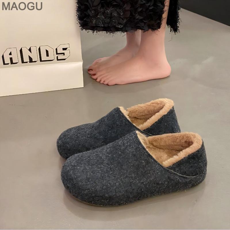 Shoes for Women Autumn Winter 2026 Retro Casual Plush Loafers Furry Slip on Cotton Shoes Women's Comfortable Zapatos De Mujer