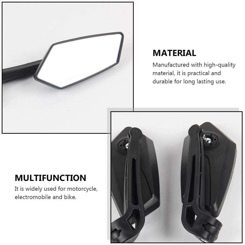 VORCOOL Motorcycle Mirror, Rearview Mirror, Left and Right Set, 0.4 Inches (10 Mm), 0.3