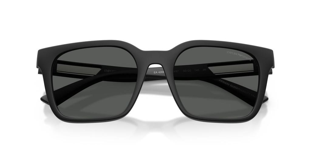 EMPORIO ARMANI sunglasses for Matte Dark Lens men. Frame Black, Lens Grey, width 56mm. (Model number 0EA4269F)