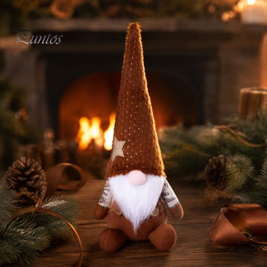 Sitting Gnome for Christmas Tree Base Knit Plush, Nordic Forest Elf Faceless Doll Figurine Rustic Shelf Sitters Shelf, Soft Stuffed Holiday