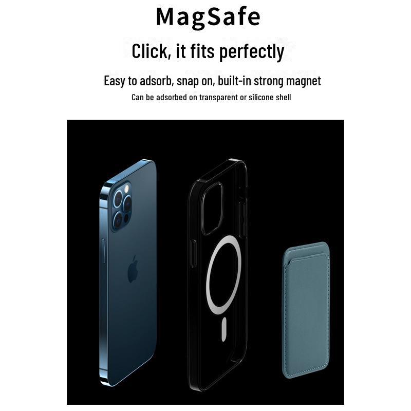 Compatible with Apple 15 MagSafe: Strong Magnetic Leather Card Holder for iPhone 12/13/14 Pro