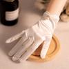 Elegant Five Finger Bridal Gloves Pearl White Black Full Finger Gloves Lolita JK Driving Mittens Women Girls