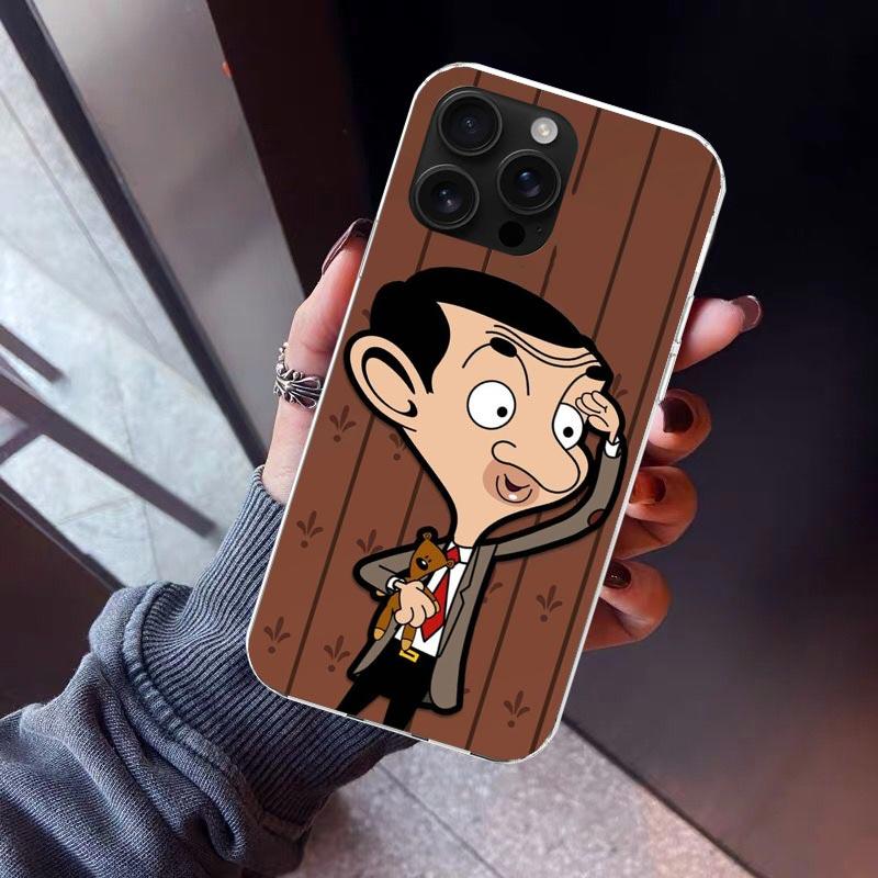 Kreslený kryt na telefon Mr. Bean pro iPhone 17 Air 16 15 Pro Max 14 Plus 13 Mini 12 11 Kryt 7 8 SE Silikonový obal Potisk Fundas 17 Air