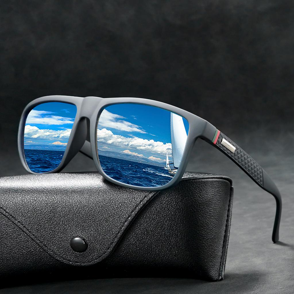 Latest High-quality Fashion Retro Square Unisex Polarized Sunglasses For Driving, Fishing, Traveling, With Glasses Case